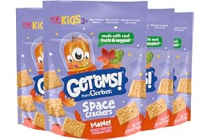 Get'ems! from Gerber, Snacks for Kids, Maple Space Crackers Snacks for Kids, Made with Real Veggies & Fruits, Iron & Vitamin E - 4 pack