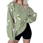 Libsorge Womens Valentine Bow Sweater 2026 Valentines Day Trendy Cute Oversized Long Sleeve Pullover Sweaters