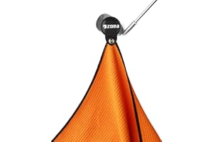 ZOEA Magnetic Towel, Magnetic Clip for Golf Towel, Microfiber Fabric Waffle Pattern Towels Industrial Strength Magnet for Strong Hold to Golf Carts or Clubs (1, Orange)