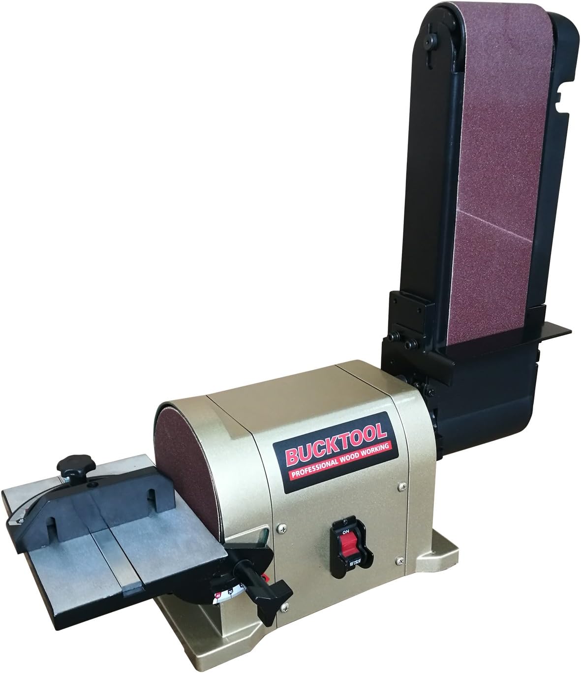 BUCKTOOL Belt Disc Sander 4 in. x 36 in. Belt and 6 in. Disc Sander Benchtop with 3/4HP Direct-drive Motor and Portable Al Base BD4603 - - 