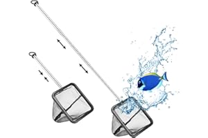 Filhome Aquarium Net with Extendable Stainless Steel Long Handle, Fine Mesh for Fish Tank