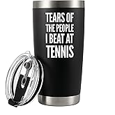 Panvola Tears of the People I Beat at Tennis Sports Tennis Gifts For Men Women Sports Player Dad Mom Boyfriend Girlfriend Sister Brother Coach Vacuum Insulated Tumbler with Lid and Straw 20 oz Black