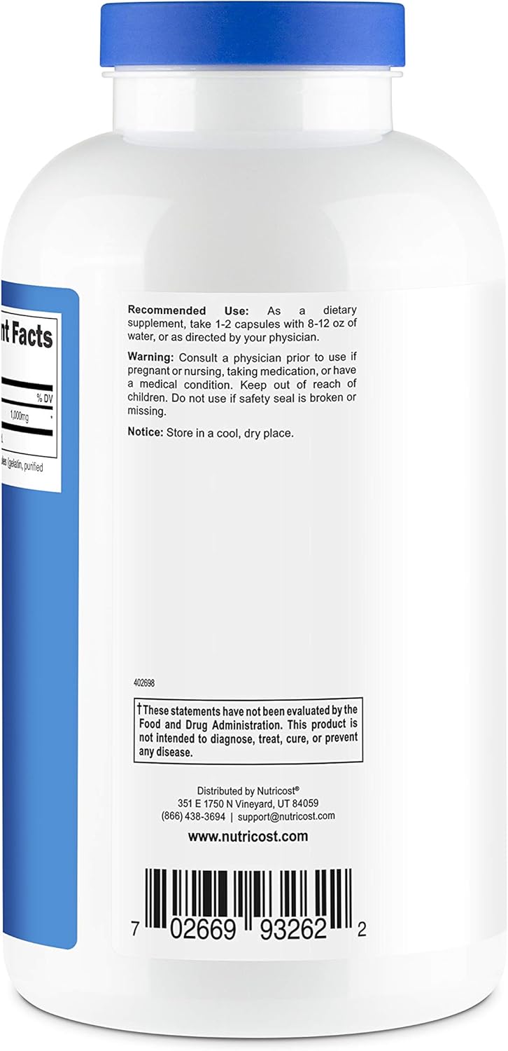 Nutricost L-Lysine 1000mg, 500 Capsules - Gluten Free, Non-GMO, 500mg Per Capsule: Health & Personal Care