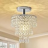 Small Crystal Chandelier, Flush Mount Ceiling Light