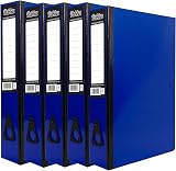 ED 5 x Pukka Foolscap A4 Glossy Box Files Navy 70mm Spine with Clip Lock view 1