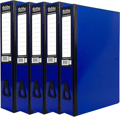 ED 5 x Pukka Foolscap A4 Glossy Box Files Navy 70mm Spine with Clip Lock