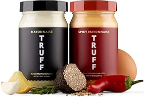 TRUFF Mayo, Gourmet Mayonnaise made with Black Winter Truffles, Sunflower Oil, Cage-Free Eggs | Heat and Umami for Savory Spreads, Salads, Non-GMO, Gluten Free | Original and Spicy Flavor with Premium Box - Bundle of 2