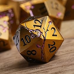 DNDND Flower Metal DND Dice, 7 PCS Heavy Solid