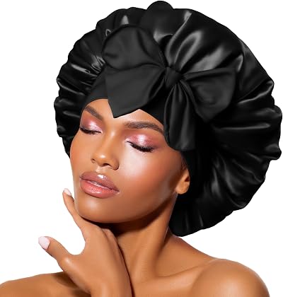 BONNET QUEEN Satin Bonnet for Sleeping Black Hair Cap Night Sleep Cap Scarf