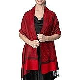 Achillea Two-Tone Vintage Paisley Pashmina Scarf – Lightweight Wrap & Shawl for Dresses, Weddings, Travel, All Seasons