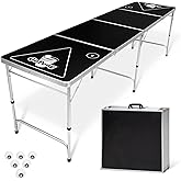 GoPong 8 Foot Portable Beer Pong/Tailgate Tables (Black, Football, American Flag, or Custom Dry Erase)