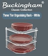 Buckingham White 3 Tier Corner Plate Rack Kitchen Cupboard Organizer 23 cm view 2