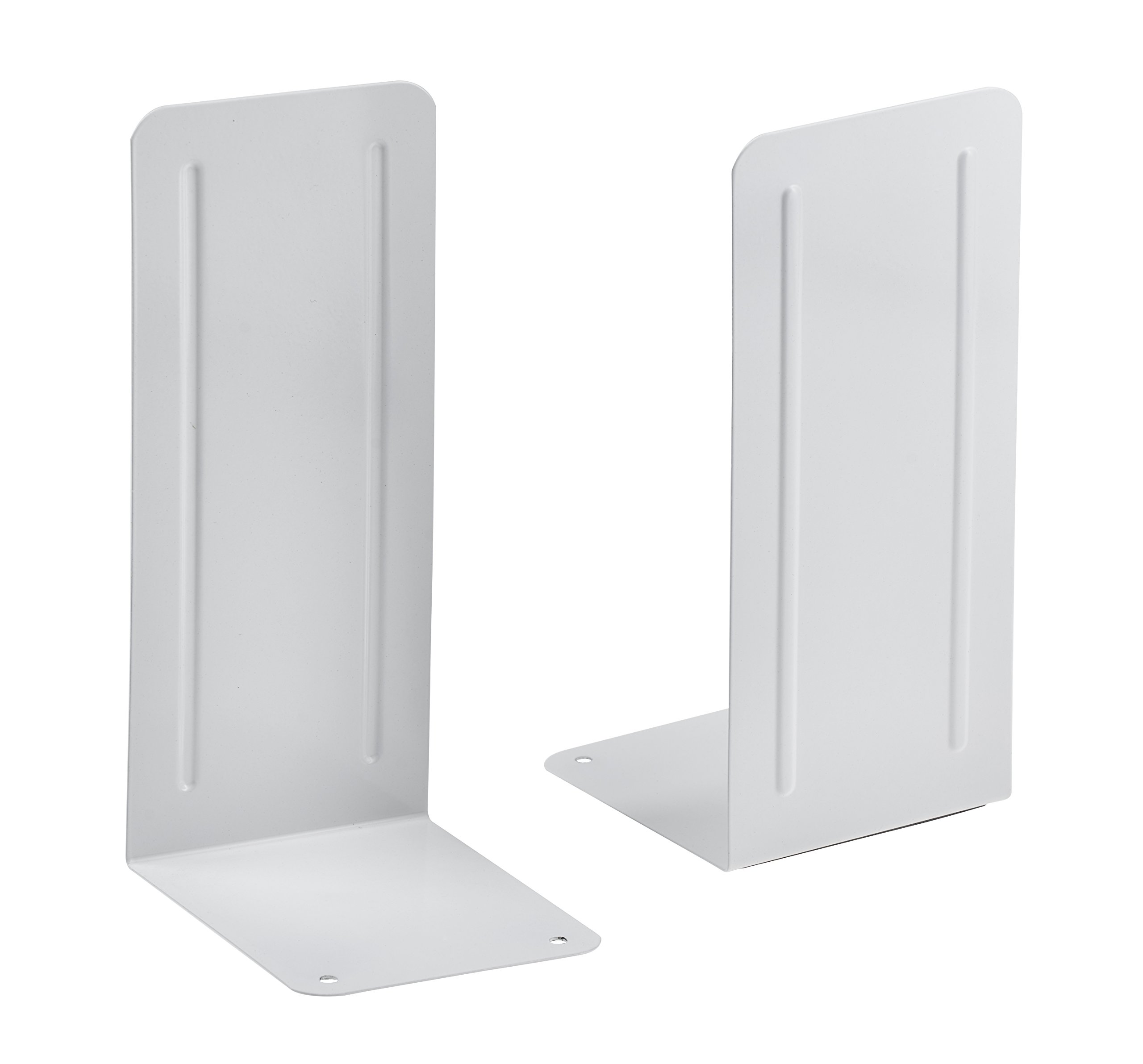 Acrimet Jumbo Premium Metal Bookends (Heavy Duty) (White Color) (1 Pair)