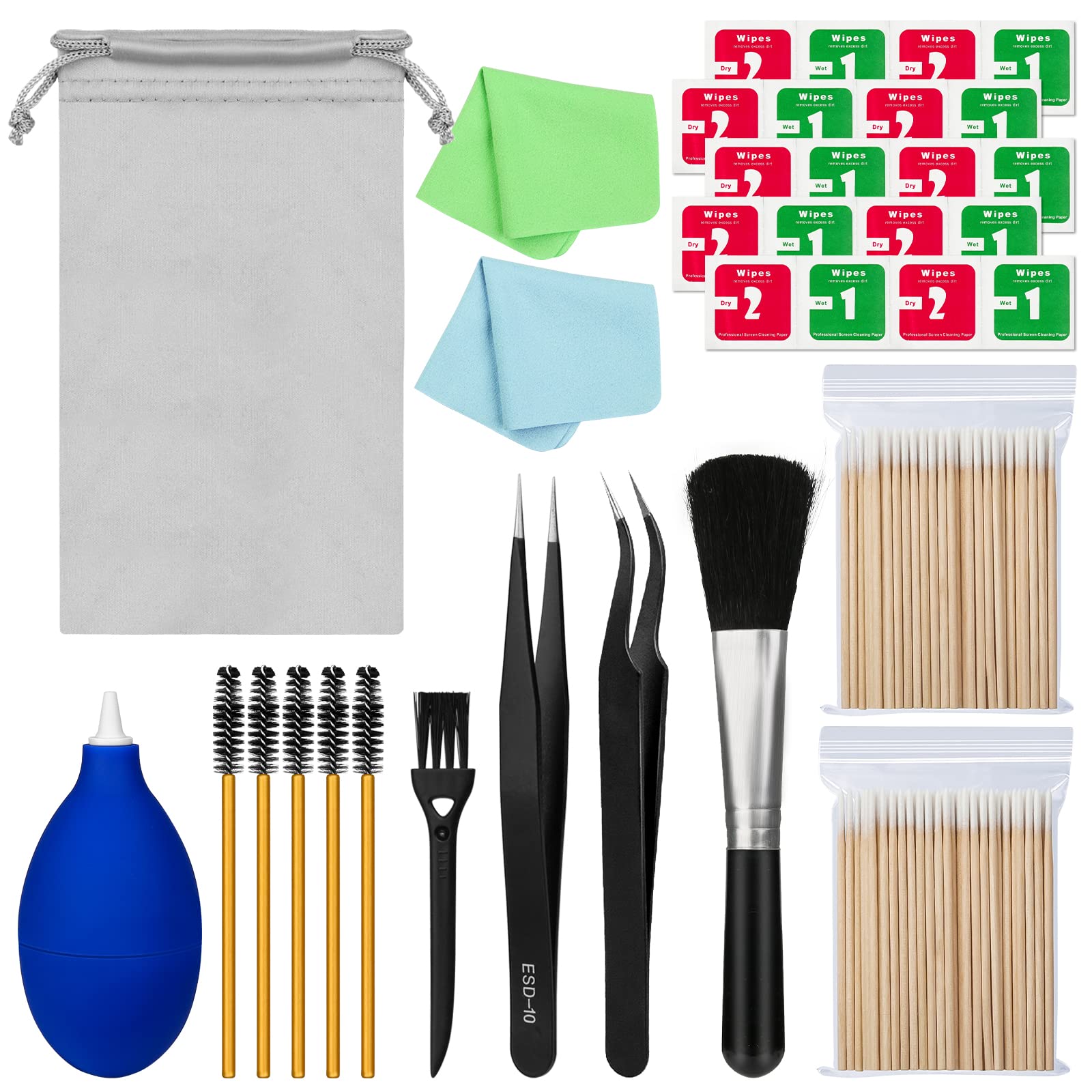 223PCS Phone Cleaning Kit Charging Port Cleaner Electronic Wipes Keyboard Cleaner Laptop Cleaning Kit for Iphone,Airpods pro,MacBook with Compressed Air Laptop Screen Cleaner Brush and Wipe Kit