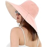 Women Cotton Fishing Bucket Hat Reversible Ultra Wide Brim Sun Hat Beach Foldable UV Protection Summer Travel UPF 50+