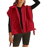 Athlisan Womens Fleece Vest Casual Sleeveless Button Down Sherpa Jacket Outerwear with Pockets