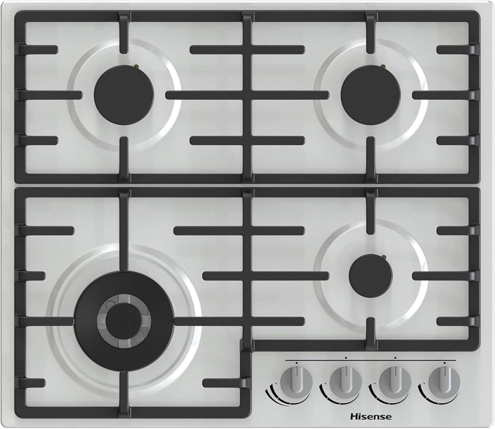 Hisense GM773XF 75cm Gas Hob 5 Burners Wok Ring Easy Clean Stainless Steel