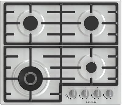 Hisense GM773XF 75cm Gas Hob 5 Burners Wok Ring Easy Clean Stainless Steel
