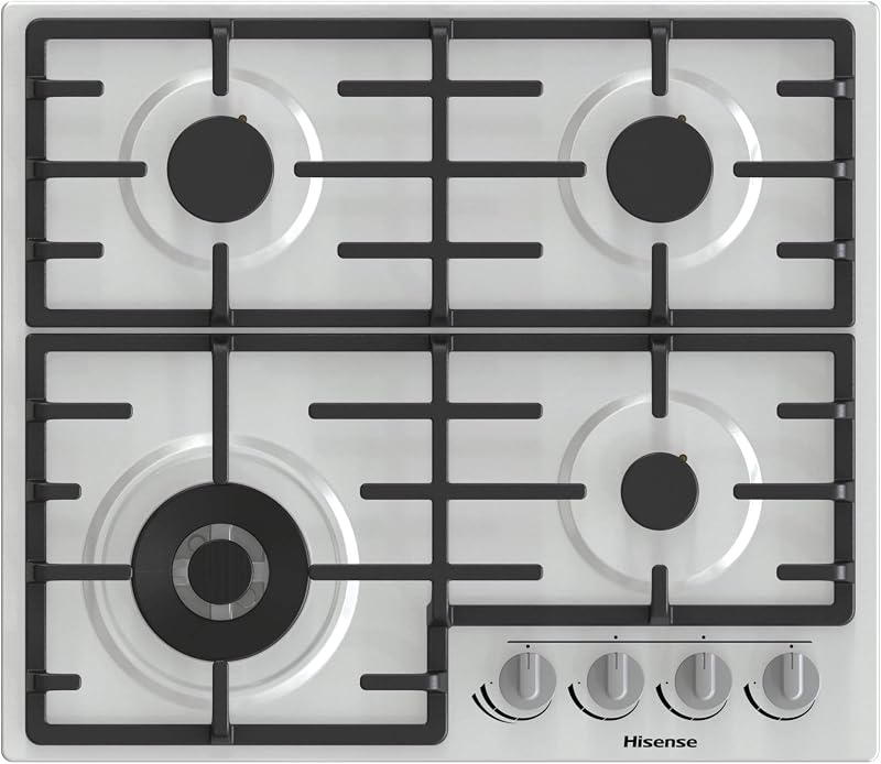 Hisense GM773XF 75cm Gas Hob 5 Burners Wok Ring Easy Clean Stainless Steel