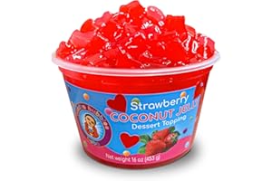 Premium HEART STRAWBERRY Coconut Jelly Dessert Topping by Buddha Bubbles Boba