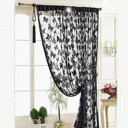 Amazon Com Lace Sheer Curtain Butterflies Embroidery Print