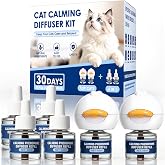 YooBaaLee Cat Calming Diffuser, Cat Pheromone Calming Plug-in for Stress Relief, Helps Reduce Scratching, Urine Spraying &amp; Fighting, Calming Diffuser for Multi-Cat Homes, 2 Diffusers &amp; 4 Refills