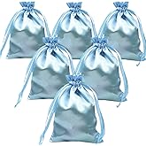 Gbateri 35 Pack 5 x 7 inches Satin Bags with Drawstring, Silk Jewelry Pouches Bags Drawstring Pouches Blue Wedding Favor Bags, Gift Wrap Bags, Baby Shower Bag