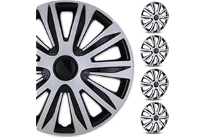 WOLFSTORM 4-Pack 15 Inches Wheel Rim Cover Hubcaps,Redesign Fashion Style Replacement Hubcaps,Car Truck SUV Hub Accessories, Silver&Black
