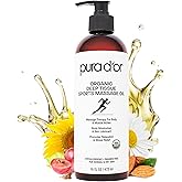PURA D'OR 16 Oz Organic Deep Tissue Sports Massage - Jojoba, Sunflower, Almond, Grapefruit & Eucalyptus Oils - Alleviate Muscle Soreness