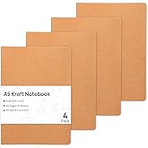 4 Pack Blank Kraft Notebooks, 8.3x5.5 Inches A5 Small Journals Bulk Blank Notebooks 80 Gsm Unlined with 60 Pages A5 Subject Notebooks Traveler Journal Set for Adult Students Back to School Supplies
