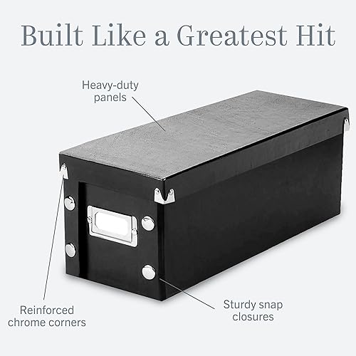 Snap-N-Store CD Storage Boxes - 2-Pack Holds Up To 165 Discs, Durable Black Cases With Lids For Organizing Media
