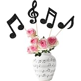 12 PCS Music Notes Centerpiece Sticks Musical Symbol Table Flower Centerpieces Sticks Rock Music Concert Theme Floral Decorations for Baby Shower Wedding Birthday Party Centerpieces Supplies Black