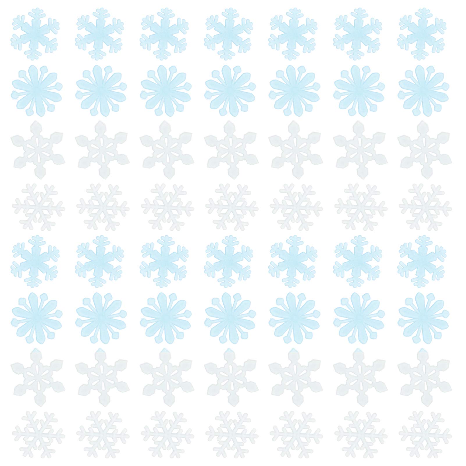 PRETYZOOM 200pcs Christmas Snowflake Wall Sticker Glow in The Dark Snowflake Decal 3D stickers for Xmas Kids Home Wall (White Blue)