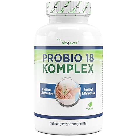 Vit4ever® Probio 18 Komplex - Kulturen Komplex mit 18 Bakterienstämmen + FOS - 180 magensaftresistente Kapseln - 13 Milliarde