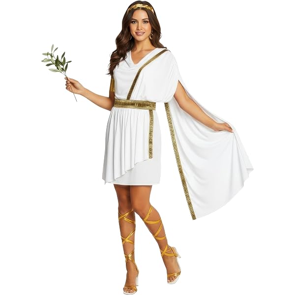 women's white goddess off the shoulder dress for roleplay Amazon.com: Hedmy Women's Sexy Toga Costume Greek Queen Dress Irregular Hem  One Shoulder Grecian Halloween Dress White A Small: Clothing, Shoes &  Jewelry