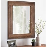 Wood Mirror Rectangular Framed Rustic Vintage Mirrors Decor Farmhouse Bedroom Bathroom Mirror for Dressing Table Entrance Small 16"x12" Brown