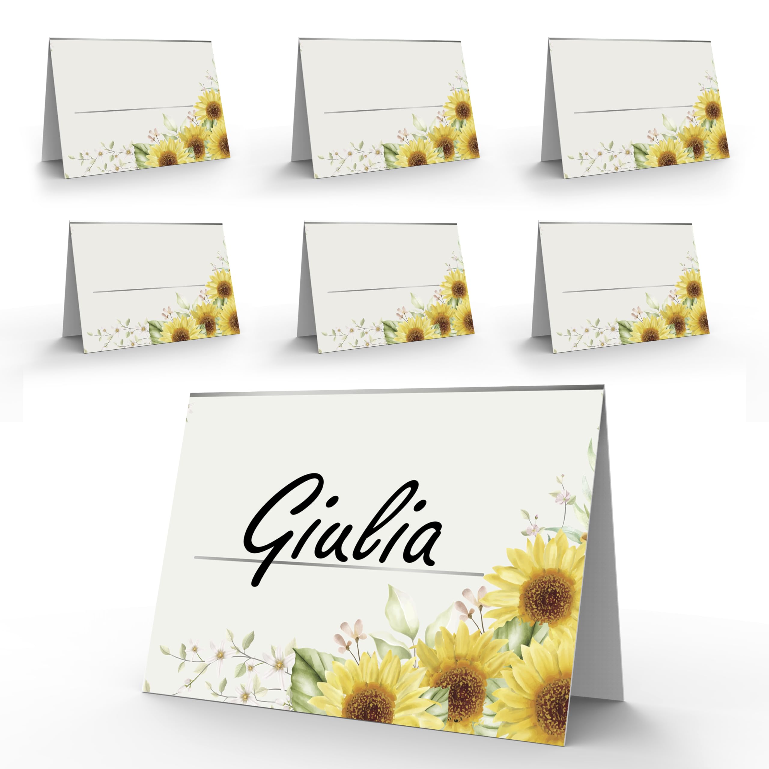 NAÏZAYA 50 Place Cards Sunflower First Communion Boy Girl – 50 Elegant Place Cards for Original Table – Place Cards for Ceremony and Parties Decoration – Confirmation Table Numbers
