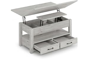 Rolanstar Lift Top Coffee Table with Drawers and Hidden Compartment, Multi-Function Convertible, Coffee Table Converts to Din