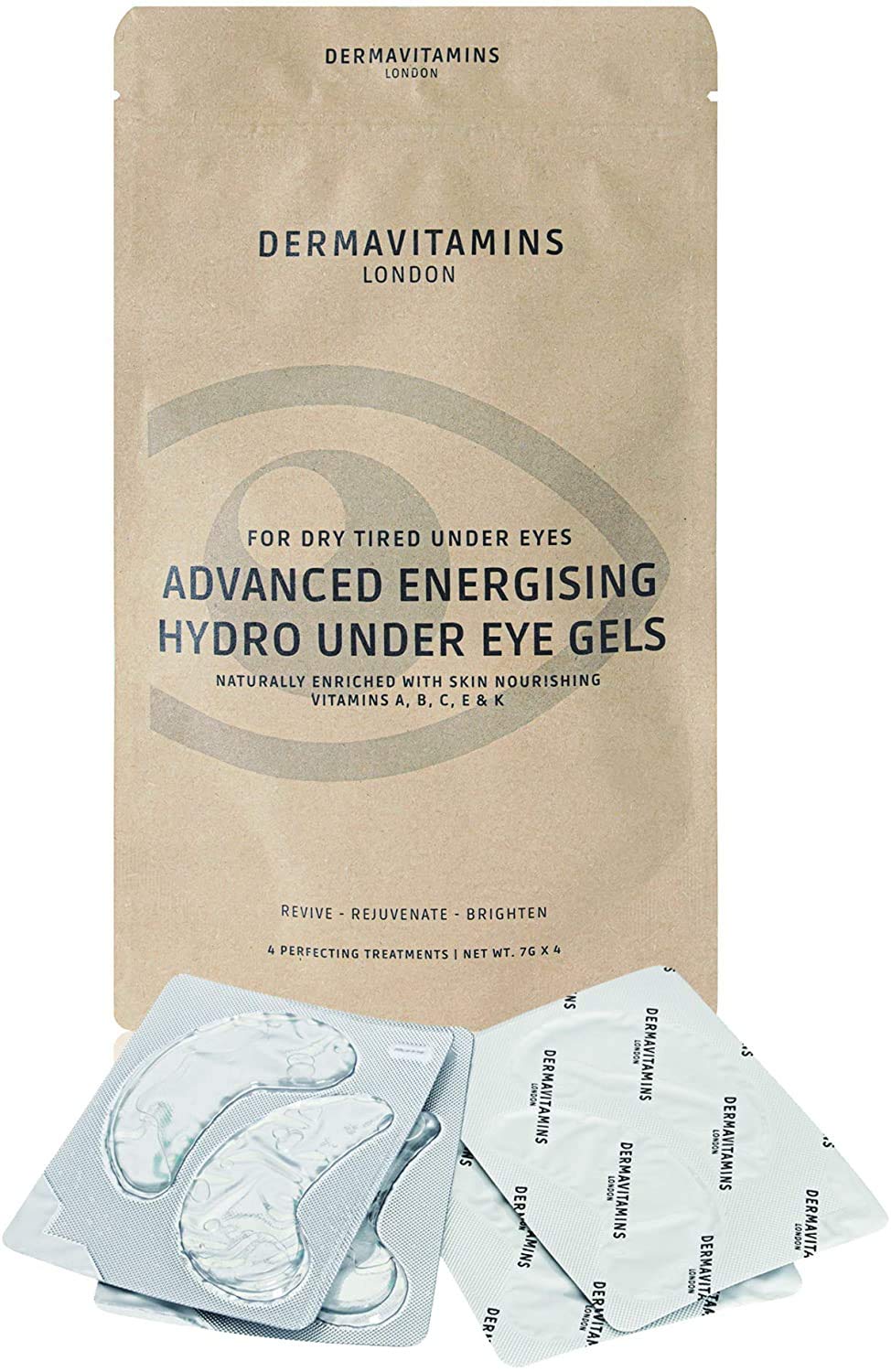 Dermavitamins Advanced Energising Hydro Under Eye Gel Patches - for Dry Tired Under Eyes (4 Pack)