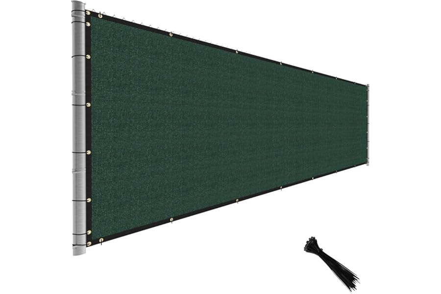 TANG Fence Privacy Screen Green 5 Feet x 40 Feet Outdoor Shade Cloth with Grommets, 150 GSM Temporary Fence Cover with Zipties Mesh Netting Fences Blockage for Backyard Garden Patio Chain Link