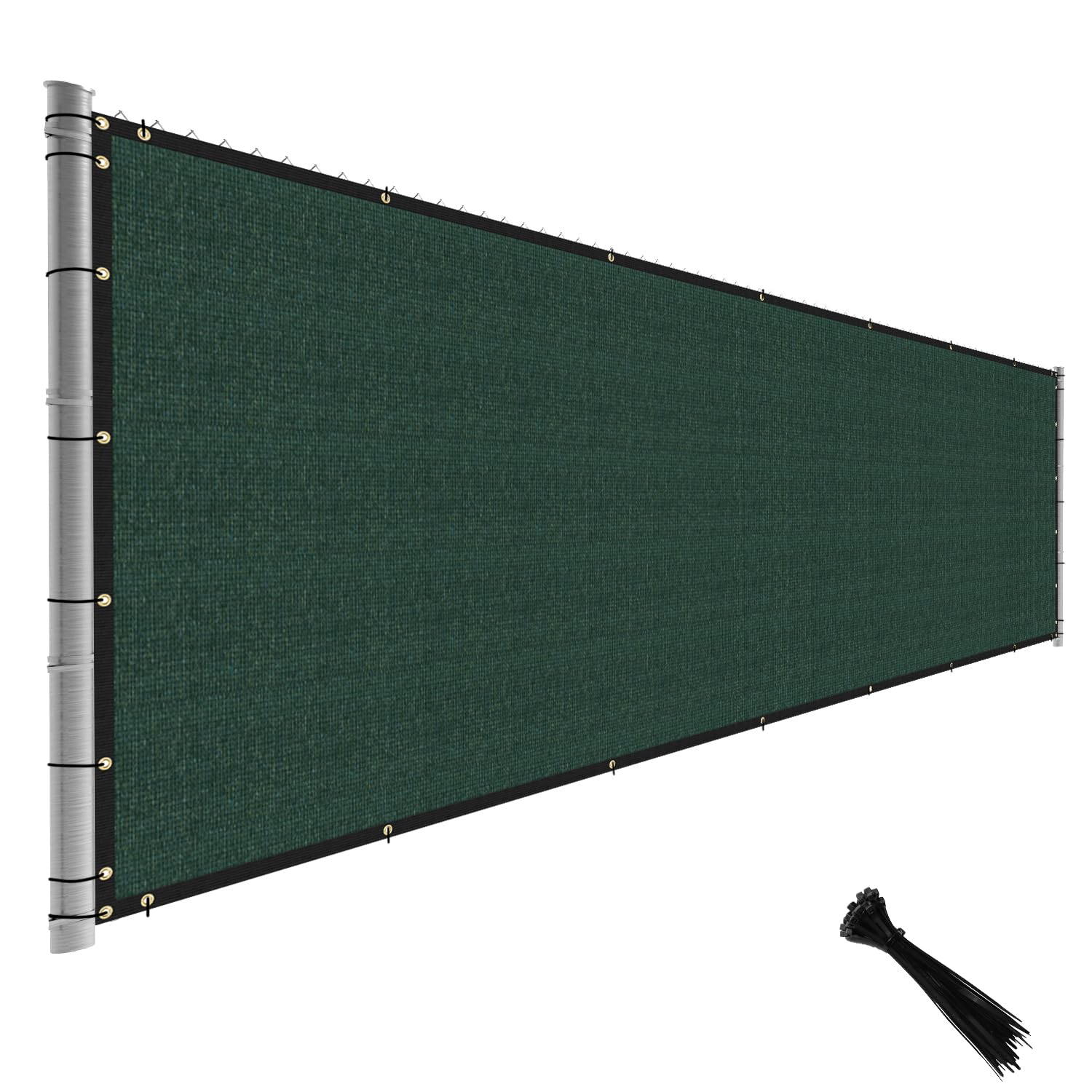 TANG Fence Privacy Screen Green 8 Feet x 50 Feet Outdoor Shade Cloth with Grommets, 150 GSM Temporary Fence Cover with Zipties Mesh Netting Fences Blockage for Backyard Garden Patio Chain Link Image