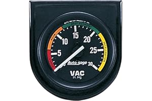 Auto Meter 2337 Auto Gage Black 2-1/16" Mechanical Individual Steel Panel Vacuum