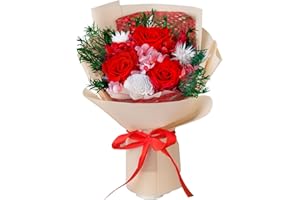 DIGI MARKER Preserved Flowers Bouquet, Flowers for Delivery Prime, Gift for Her, Girlfriend, Mom on Christmas, Valentine's Day, Mother's Day, Anniversary, Birthday (Red)