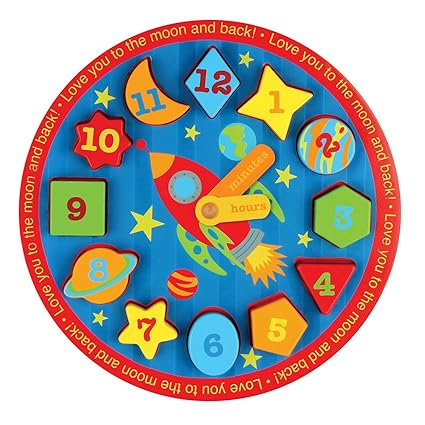 Stephen Joseph Wooden Clock Puzzle, Space