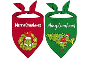 XGXHZYLC Christmas Dog Bandana, 2 Pack Adjustable Holiday Party Birthday Pets Bandana Triangle Bibs Cat Scarf Set