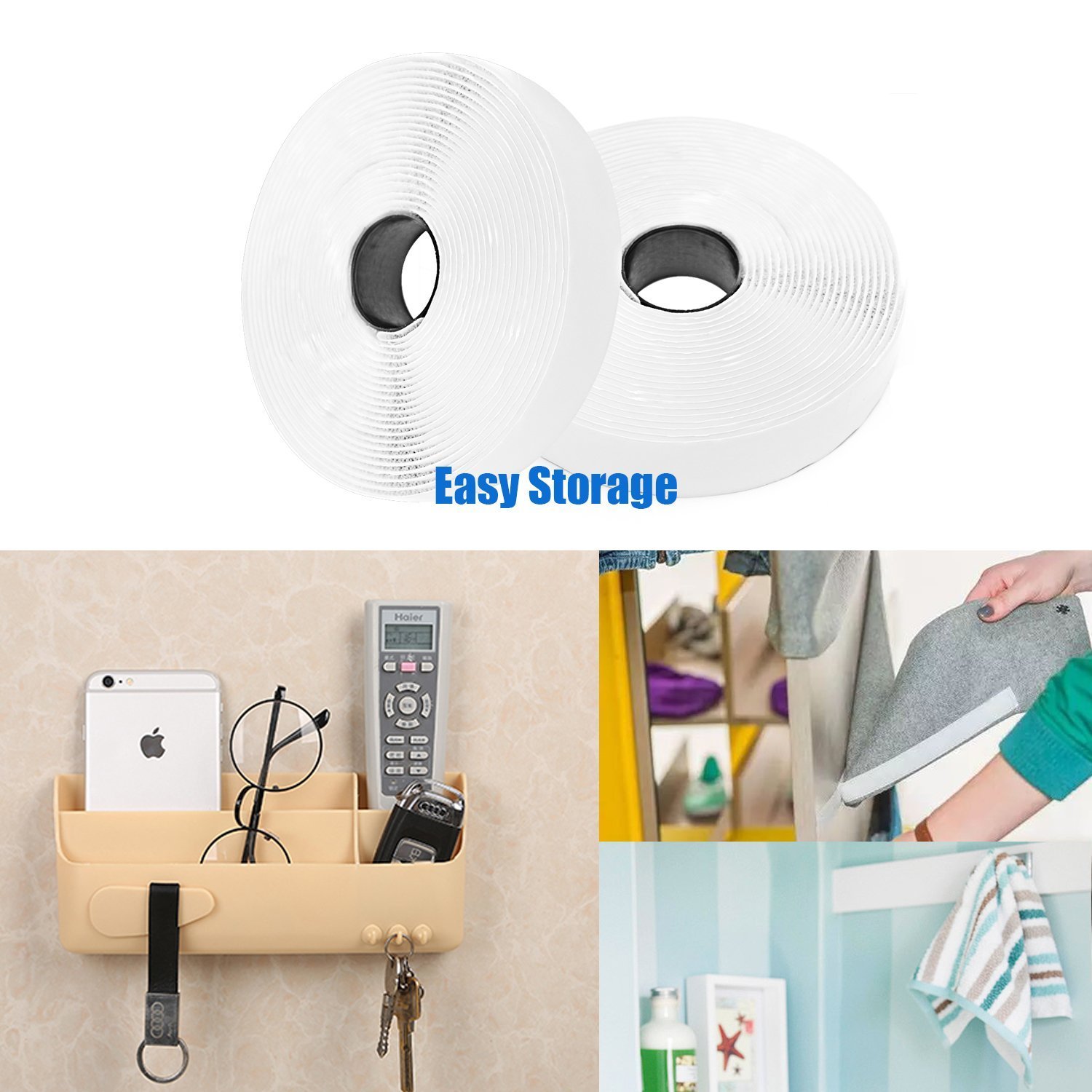 Velcro Strips Self Adhesive, XIAO MO GU Velcro Fastening Loop Tape 10m x 20mm (White)