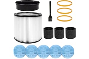 LAMPTOP 14 Pcs Commercial Vacuum Cleaner Filter System Accessories, For Shop Vac 90107 90304 90398 90585 etc, also Fits Most other 5 Gallon and Above Wet/Dry Vacuum Cleaners, for vacmaster etc