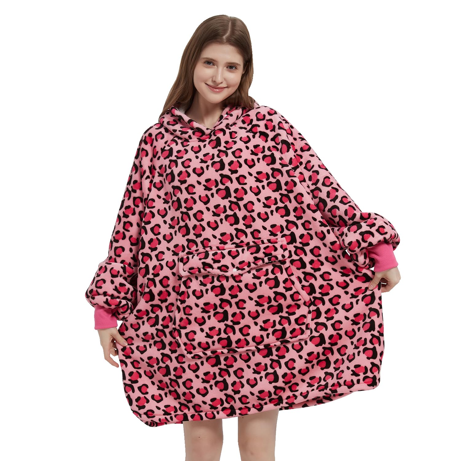 Krifey Wearable Blanket Hoodie, Oversized Sherpa Hooded as Birthday Gifts for Mom Women Girlfriend Men, Cozy Sweatshirt with Giant Pocket Image