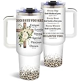 DUUV Christian Gifts for Women, Christian Tumbler 40 Oz with Handle, Christmas Thanksgiving Religious Gifts for Wife Mom Sister, Jesus God Encouragement Gift for Faith Lovers Women, 1PCS