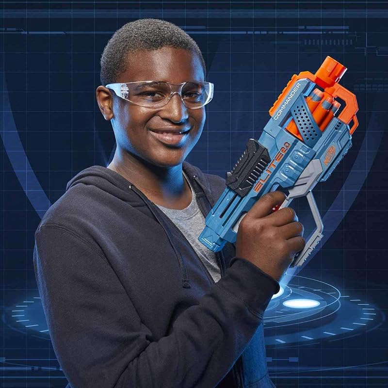 Hasbro Nerf Elite 2.0, Commander RD-6, Blaster à Fléchettes en Mousse avec Barillet Rotatif et 12 Fléchettes, Jouet pour Enfants, Filles et Garçons dès 8 Ans Jeux d'extérieur